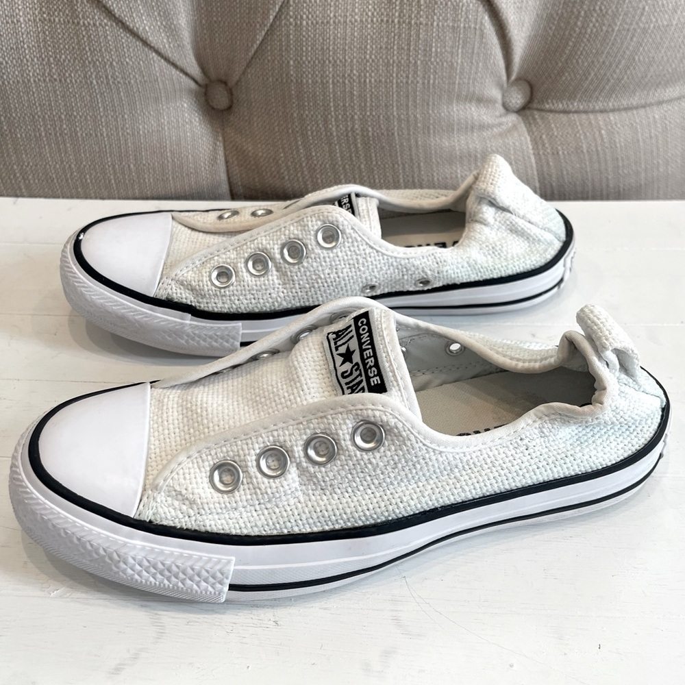 CONVERSE ALL STAR 547239C White Black Slip On Laceless Sneakers Womens Size 6